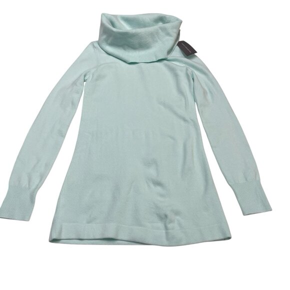 French Connection Top Womens S Aqua Green Ribbed Sweater Knit Cowel Neck Tunic - Picture 1 of 10
